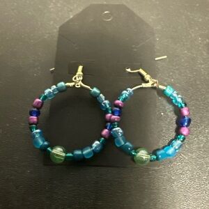 Colorful Beaded Hoop Earrings